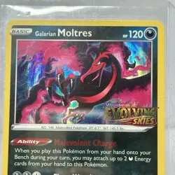 Pokemon SEALED Galarian Moltres SWSH125 Evolving Skies Prerelease Promo Holo - Image 3