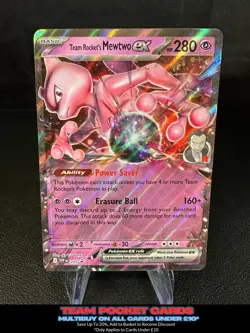 Team Rocket's Mewtwo Ex SVP205, (Regular Size) Black Star Promo, Pokemon, NM - Image 1