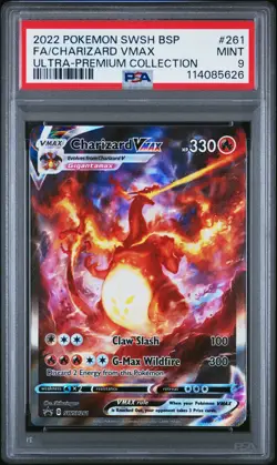 2022 POKEMON SWSH BLACK STAR PROMO #261 FULL ART/CHARIZARD VMAX PSA 9 - Image 1