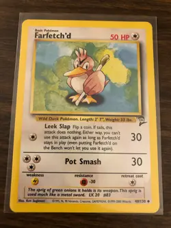 Pokemon Card Wizard TCG Farfetch'd 40/130 Base Set 2 Uncommon NM Near Mint - Image 1
