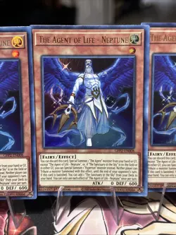 YuGiOh! 3x The Agent of Life - Neptune GFP2-EN008 1st Edition NM UR Playset - Image 3