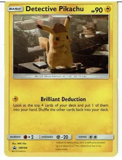 POKEMON HOLO PROMO CARD SM194 DETECTIVE PIKACHU ex - Image 1