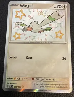 Pokemon TCG S&V Paldean Fates Wingull Shiny Rare Holo Card 203/091 NM - Image 1