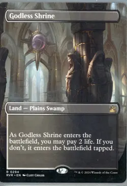 2024 Magic the Gathering Godless Shrine Land Plains Swamp Borderless Near Mint - Image 1