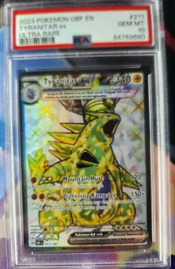 PSA 10 Gem Mint 2023 Pokemon Obsidian Flames Tyranitar EX Ultra Rare FA #211/197 - Image 1