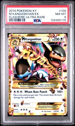 2014 POKEMON XY FLASHFIRE 109 MEGA KANGASKHAN EX ULTRA RARE NM-MT PSA 8 - Image 1