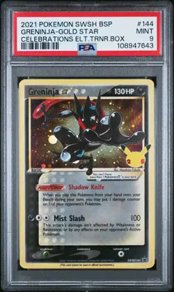 2021 POKEMON SWSH BLACK STAR PROMO #144 GRENINJA-GOLD STAR PSA 9 - Image 1