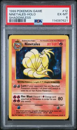 1999 POKEMON BASE SET SHADOWLESS #12 NINETALES-HOLO PSA 6 - Image 1