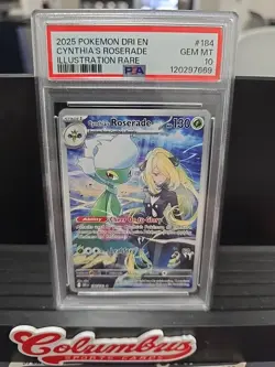 2025 Pokemon TCG Cynthia's Roserade 184/182 Illustration Rare Psa 10 - Image 1