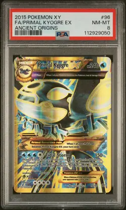 2015 POKEMON XY ANCIENT ORIGINS #96 FULL ART/PRIMAL KYOGRE EX PSA 8 - Image 1