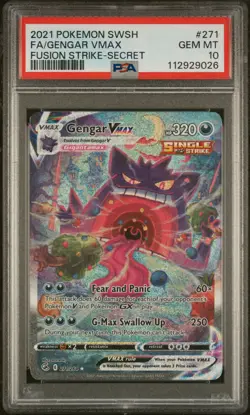 2021 POKEMON SWORD & SHIELD FUSION STRIKE SECRET FULL ART/GENGAR VMAX PSA 10 - Image 1