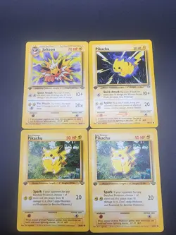 Pokemon WOTC 1st Edition Lot Of 4 Jungle Pikachu Jolteon Neo Pikachu LP/MP - Image 2