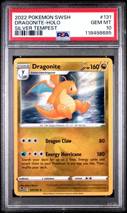 2022 POKEMON SWORD & SHIELD SILVER TEMPEST #131 DRAGONITE-HOLO PSA 10 - Image 1