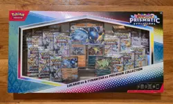 Pokemon Prismatic Evolutions Lucario ex Tyranitar ex Premium Collection Damage - Image 1