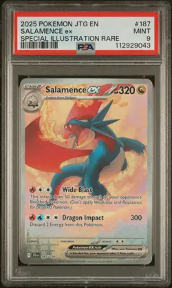 2025 POKEMON JOURNEY TOGETHER SPECIAL ILLUSTRATION RARE #187 SALAMENCE EX PSA 9 - Image 1