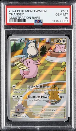 2024 POKEMON TWM EN-TWILIGHT MASQUERADE ILLUSTRATION RARE #187 CHANSEY PSA 10 - Image 1