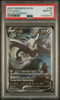 2022 POKEMON SWORD & SHIELD SILVER TEMPEST #186 FULL ART/LUGIA V PSA 10 - Image 1