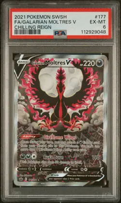 2021 POKEMON SWORD & SHIELD CHILLING REIGN FULL ART/GALARIAN MOLTRES V PSA 6 - Image 1