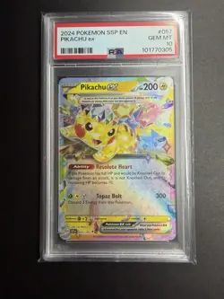 PSA 10 GEM MT Pikachu Ex #057, 2024 Pokemon Surging Sparks, SSP EN - Image 1