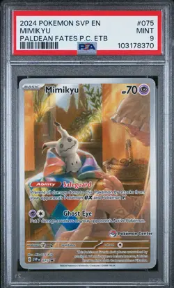 2024 POKEMON SVP PALDEAN FATES POKEMON CENTER ETB PROMO #075 MIMIKYU PSA 9 - Image 1