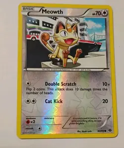 MEOWTH Pokemon card 80/99 Reverse Holo Next Destinies LP 2012 - Image 1