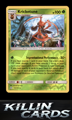 Reverse Holofoil Kricketune 14/236 Pokemon Uncommon SM - Cosmic Eclipse Card NM - Image 1