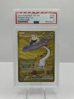 2024 Pokemon TEF EN Hyper Rare 218/162 Raging Bolt ex PSA 9 - Image 1