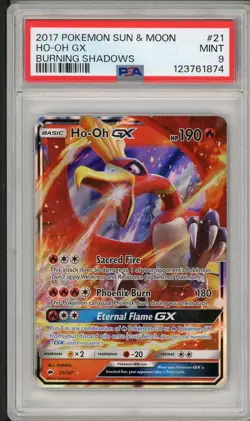 2017 Pokemon Sun & Moon Burning Shadows Ho-Oh GX #21 PSA 9 - Image 1
