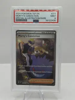2024 Pokemon TEF EN Special Illustration Rare 211/162 Morty's Conviction PSA 9 - Image 1