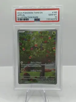 2024 Pokemon TWM EN Illustration Rare 185/167 Applin PSA 10 - Image 1