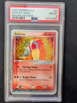 PSA 8 (NM-MT) Entei Ex 91/95 Team Magma vs Team Aqua 2004 Holo Pokemon - Image 1