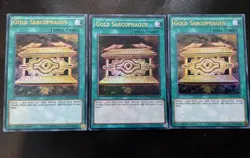 3x Gold Sarcophagus YGLD-ENC26 1st Edition Ultra Rare Yugioh Card Playset LP - Image 1