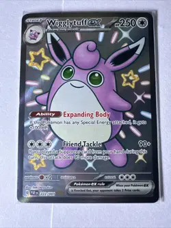 Pokemon TCG Paldean Fates Wigglytuff EX 222/091 Shiny Ultra Rare Card - Image 1