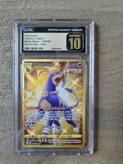 CGC 10 Pristine Houndoom Gold 179/163 SWSH Battle Styles Pokemon Card - Image 1
