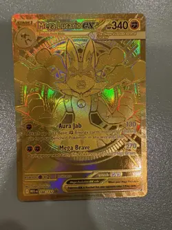 Pokemon M Mega Lucario EX Gold Ultra Secret Rare Holo Card - Image 1