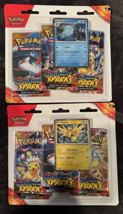 Pokemon TCG Surging Sparks 3-Pack Blister Zapdos & Quagsire Set of 2 Sealed - Image 1
