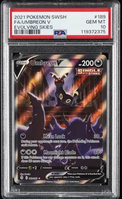 2021 POKEMON SWORD & SHIELD EVOLVING SKIES #189 FULL ART/UMBREON V PSA 10 - Image 1