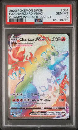 2020 POKEMON SWORD & SHIELD CHAMP'S PATH SECRET FULL ART/CHARIZARD VMAX PSA 10 - Image 1