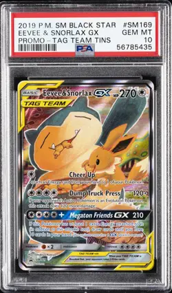 2019 POKEMON SM BLACK STAR PROMO #SM169 FULL ART/EEVEE & SNORLAX GX PSA 10 - Image 1