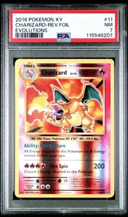 2016 Pokemon XY Evolutions Charizard Reverse Holo 11/108 #11 PSA 7 - Image 1