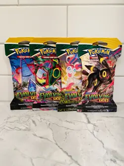 Pokemon Evolving Skies Sleeved Booster Pack Art Set of 4 Sealed - Image 3