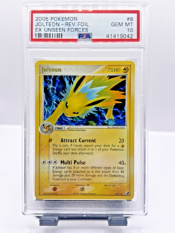2005 Pokemon Ex Unseen Forces Jolteon Reverse Foil Holo 8/115 *Stamped* PSA 10 - Image 4