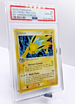 2005 Pokemon Ex Unseen Forces Jolteon Reverse Foil Holo 8/115 *Stamped* PSA 10 - Image 5