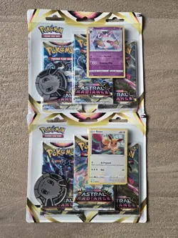 Pokemon TCG 2X Astral Radiance Triple Blister Pack - Eevee & Sylveon - SEALED - Image 1