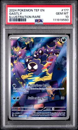 2024 POKEMON TEF EN-TEMPORAL FORCES ILLUSTRATION RARE #177 GASTLY PSA 10 - Image 1