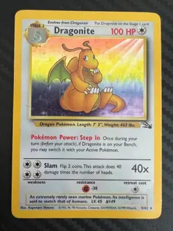 Pokemon TCG Dragonite 4/62 Fossil Holo Rare Unlimited MP/HP - Image 1