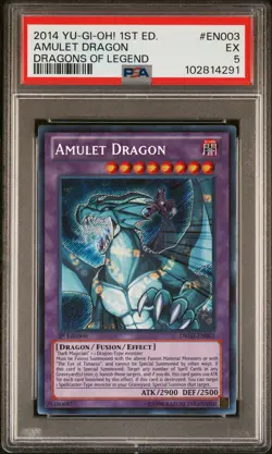 2014 YU-GI-OH! DRAGONS OF LEGEND 1ST ED #EN003 AMULET DRAGON PSA 5 - Image 1