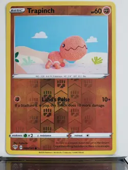 REVERSE HOLO Trapinch 089/189 NM Crocheted Darkness Ablaze Pokemon Card - Asako - Image 1