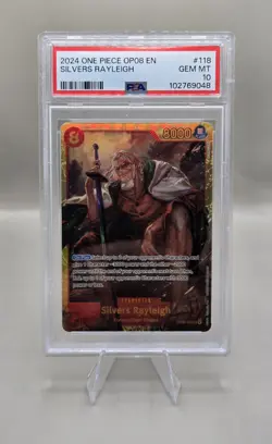 2024 One Piece Silver Rayleigh Card PSA 10 OP08-118 - Image 1