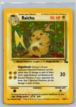 Raichu 14/62 Holo Fossil Pokemon Card TCG WOTC MP - Image 1